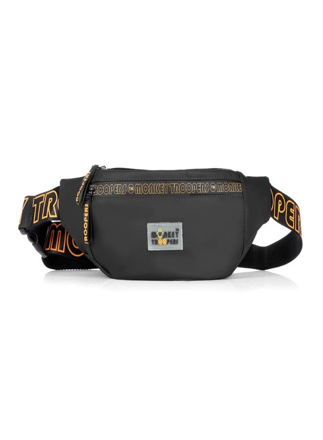 MONKEY TROOPERS Ghost Water-Resistant Fanny Pack | Sleek, Stylish, and Secure Fanny Pack | Chest Bag for Men and Women (Black) - Image 1